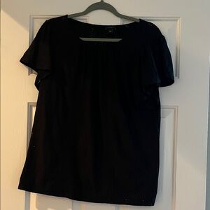 Ann Taylor Black Flutter Sleeve Top
